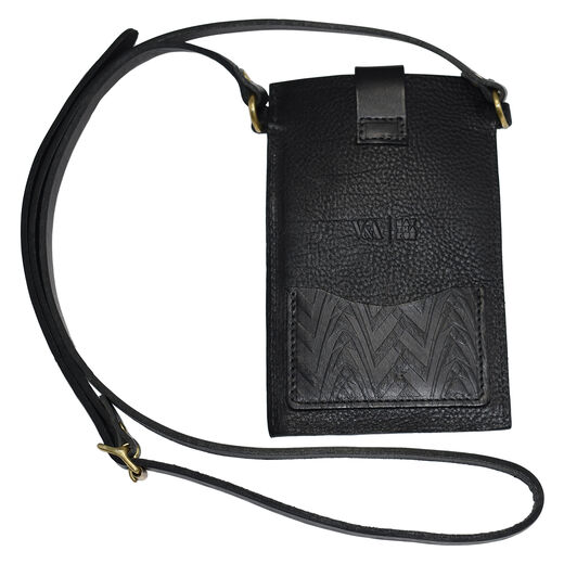 Art Deco embossed leather phone pouch by Natthakur